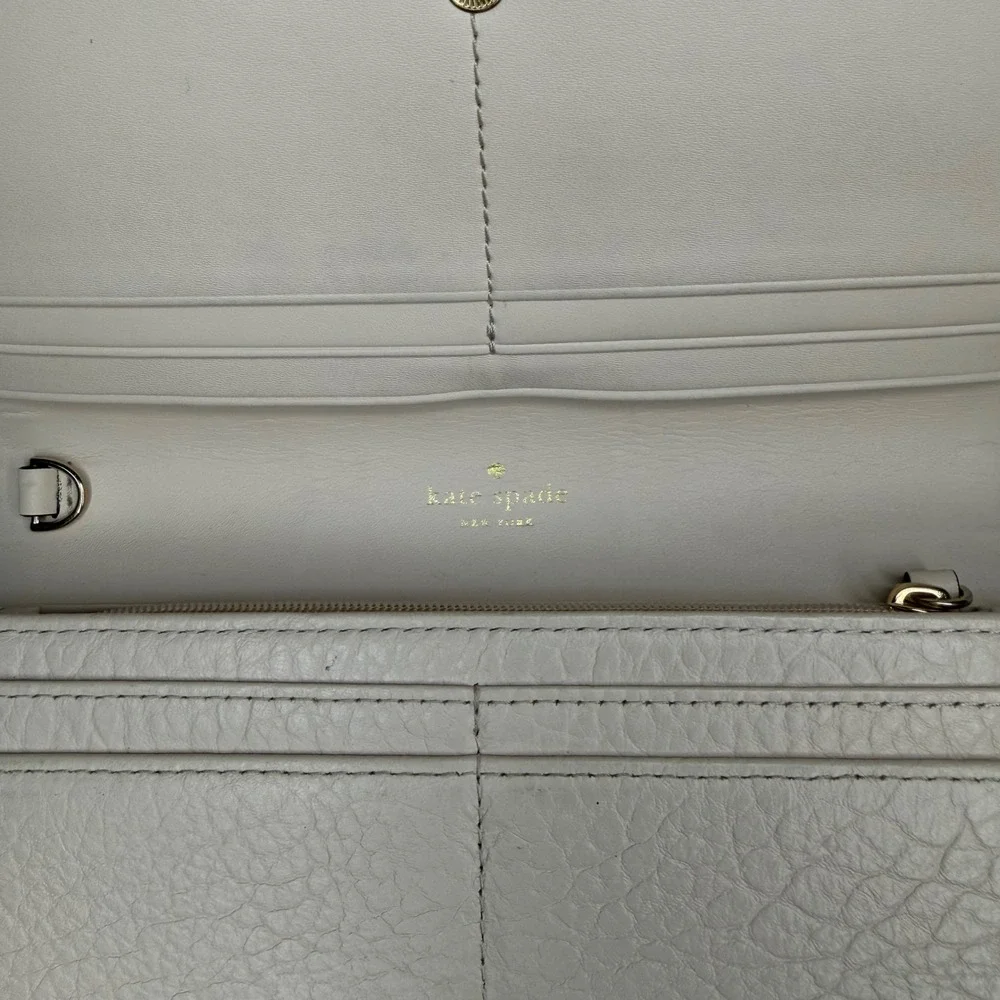 Kate Spade New York Cream Pebbled Leather Laser Cut Petal Continental Wallet